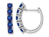 2.00 Carat (ctw) Natural Blue Sapphire Hinged Hoop Earrings in Sterling Silver